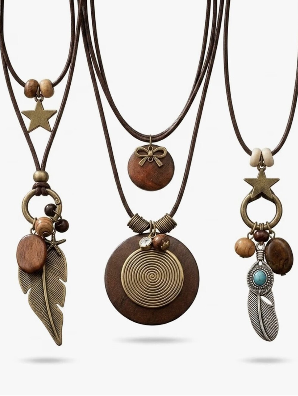 3 Boho Multi-Layer Pendant Necklace Set